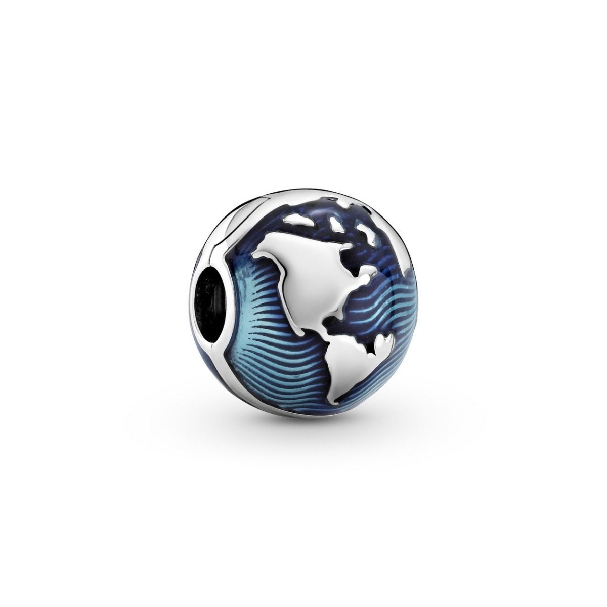 Pandora Blauwe Wereldbol Clip Bedel zilver - 799429C01