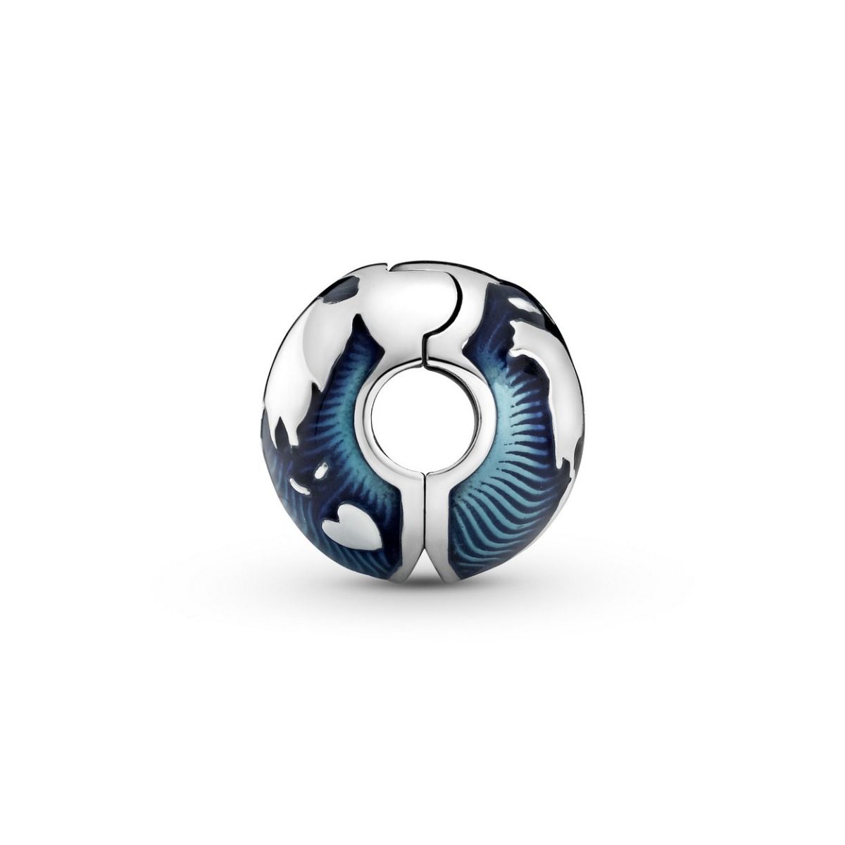 Pandora Blauwe Wereldbol Clip Bedel zilver - 799429C01