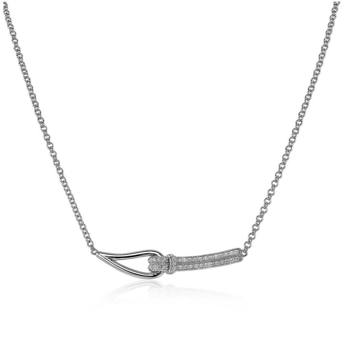 ZINZI Zilveren Ketting met Witte Zirkonia MVC19