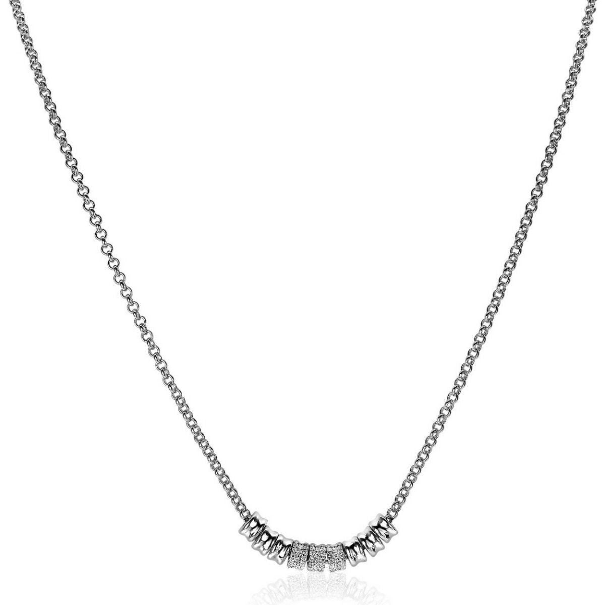 ZINZI Zilveren Ketting met Witte Zirkonia MVC22