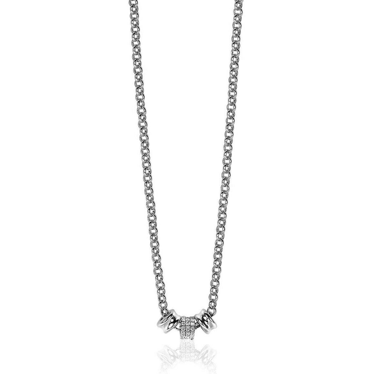 ZINZI Zilveren Ketting met Witte Zirkonia MVC23