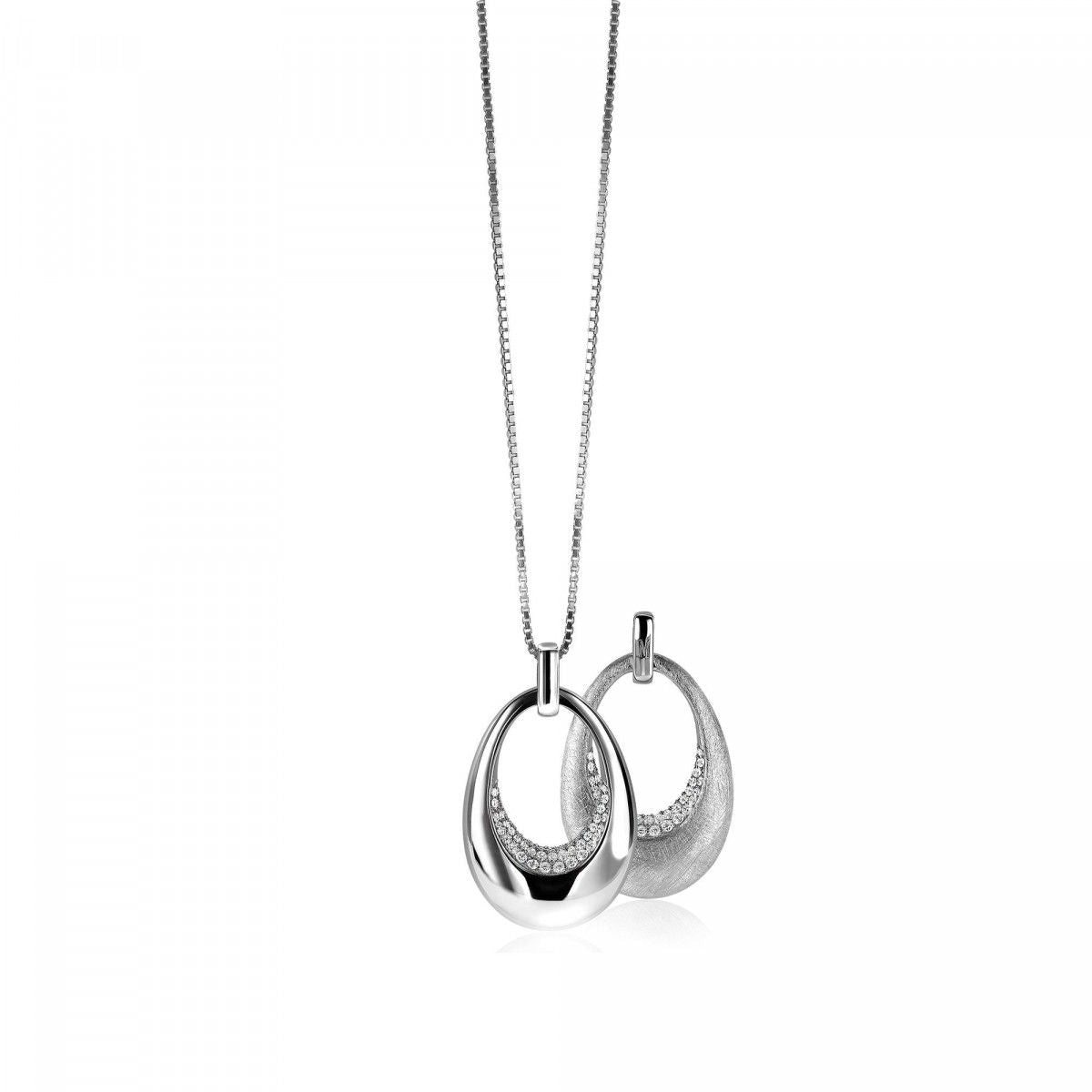 ZINZI Zilveren Hanger met Witte Zirkonia MVH10