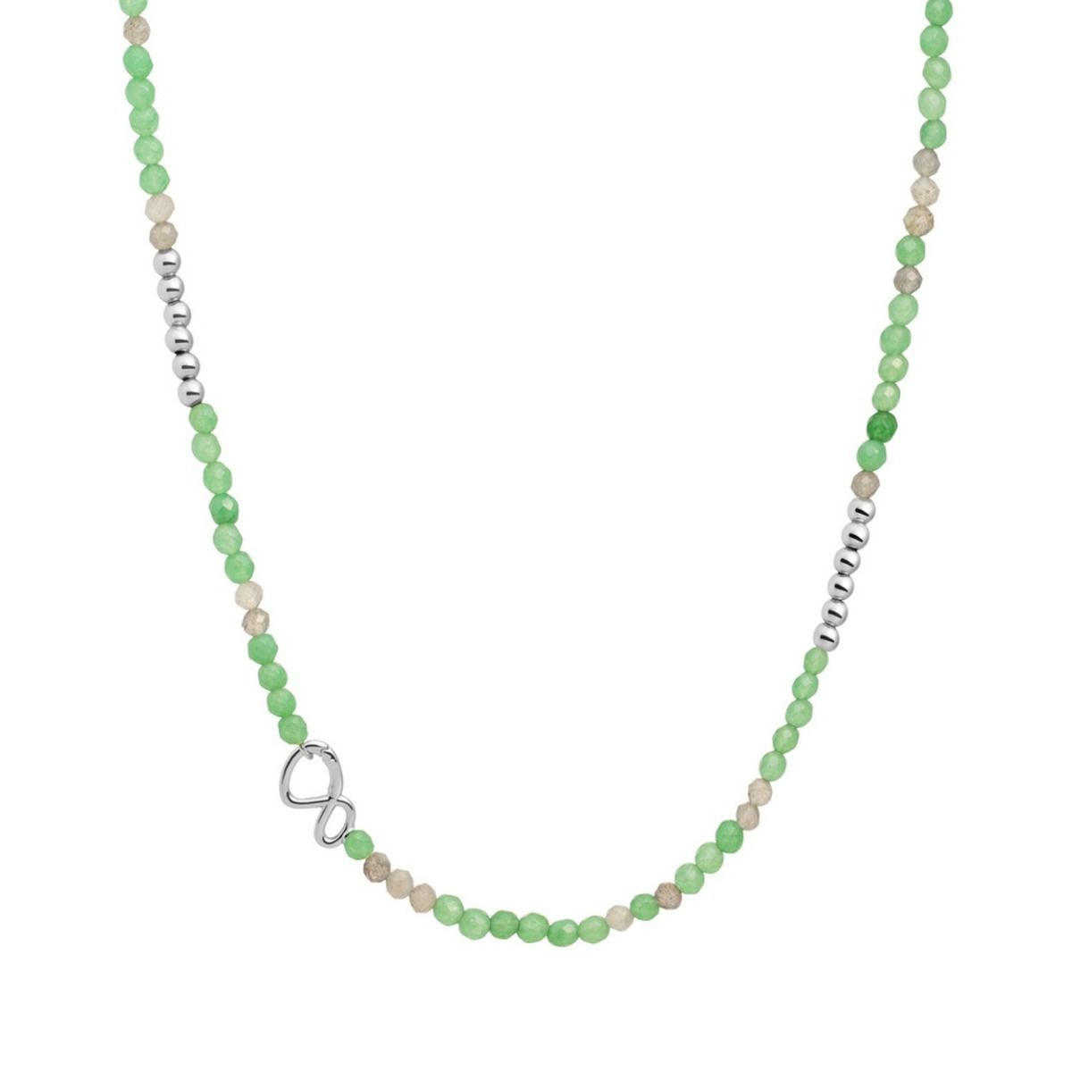 Sparkling Jewels Ketting Groene aventurijn NLK02S-G29-G18 Zilverkleurig