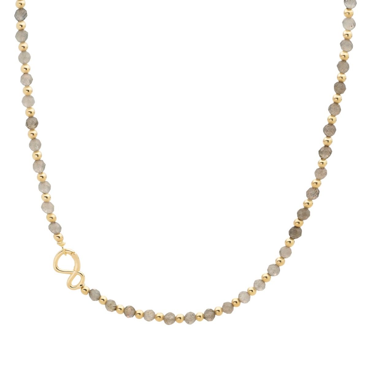 Sparkling Jewels Ketting Labradoriet NLK03G-G18 Zilverkleurig