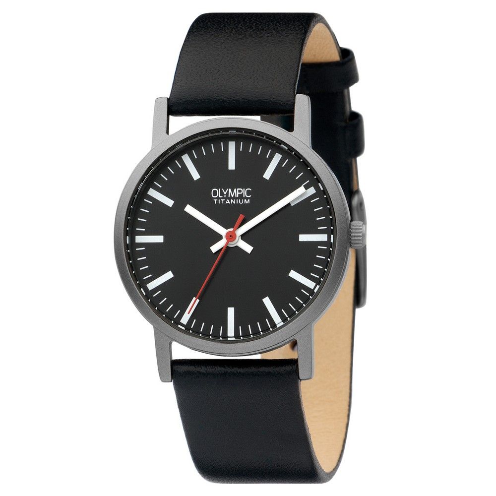 Olympic Horloge 30mm leer zwart - OL26DTL067