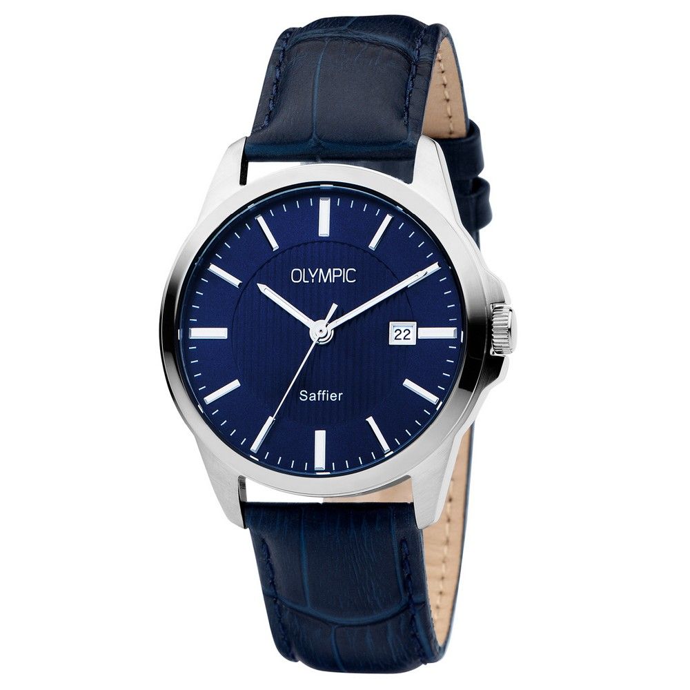 Olympic Horloge OL26HSL066 Blauw 39mm leer