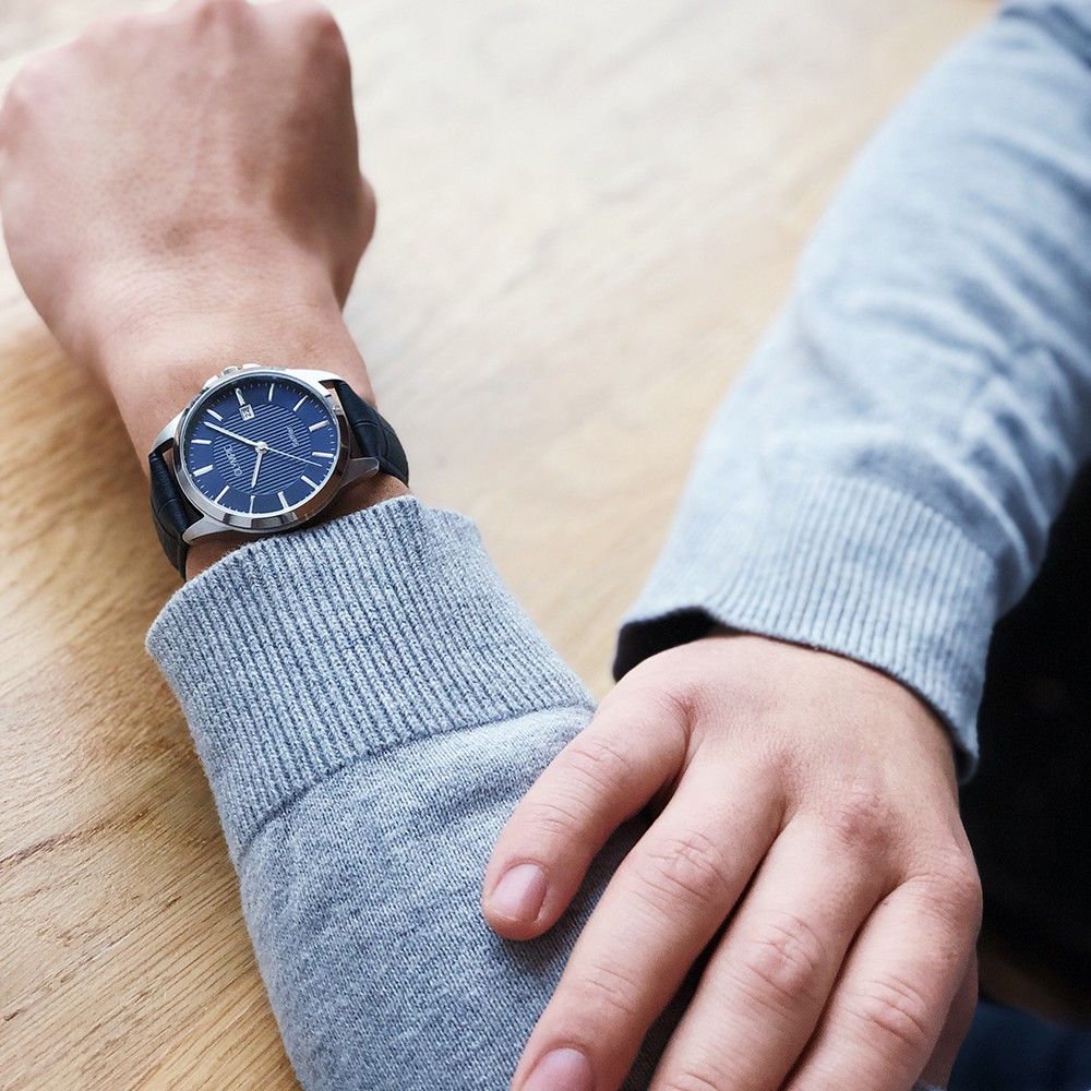 Olympic Horloge OL26HSL066 Blauw 39mm leer