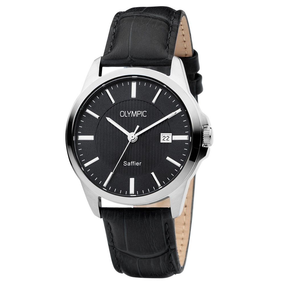 Olympic Horloge 39mm leer zwart - OL26HSL067