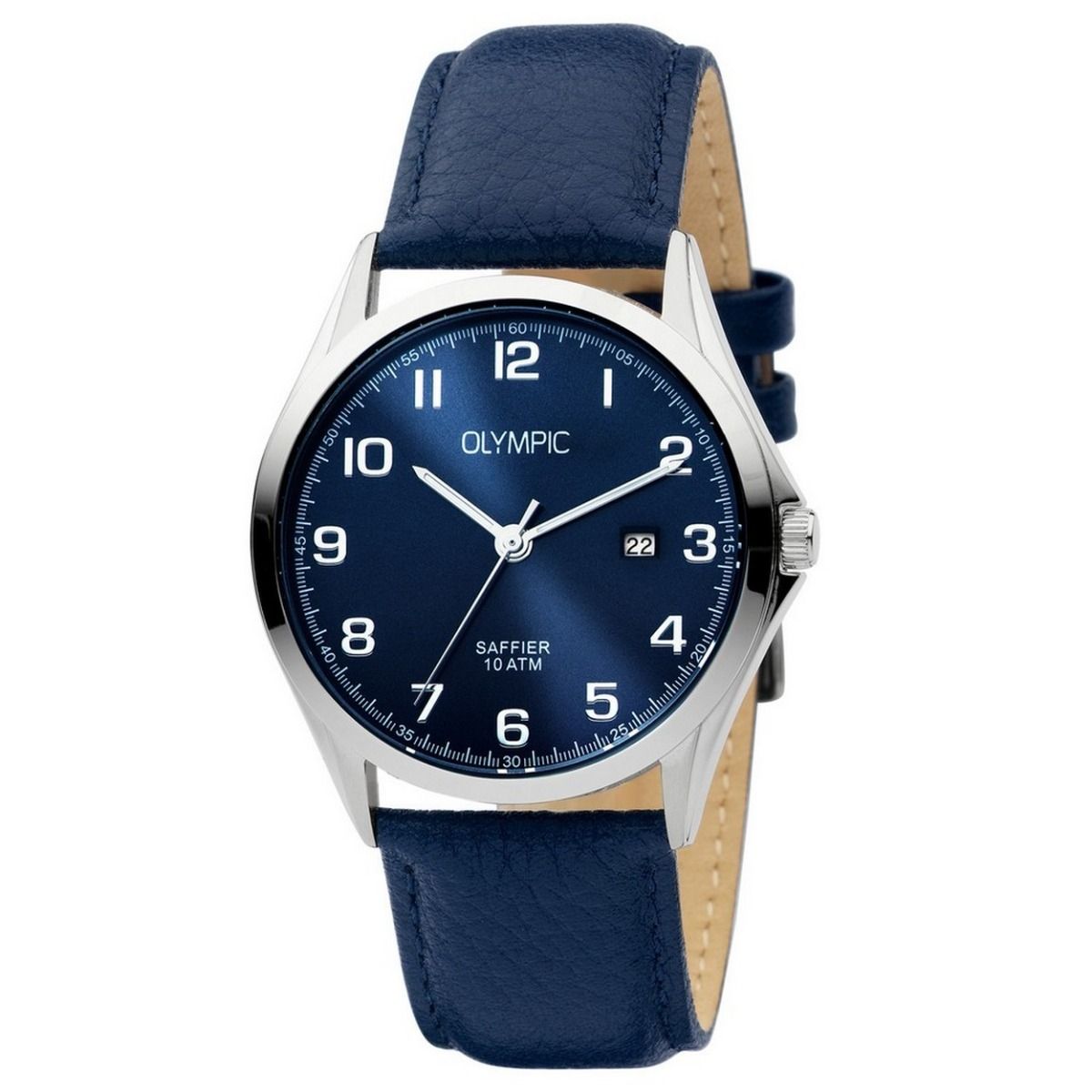 Olympic Horloge OL26HSL070 Blauw 40mm leer
