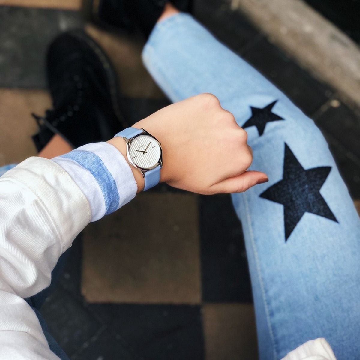 Olympic Horloge OL67DSL002 Blauw 32mm leer