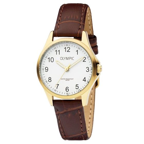 Olympic Horloge OL72DDL001 Bruin 29mm leer