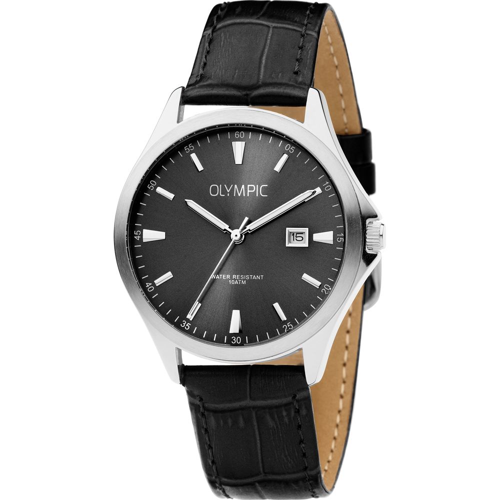 Olympic Horloge 40mm leer zwart - OL72HSL065