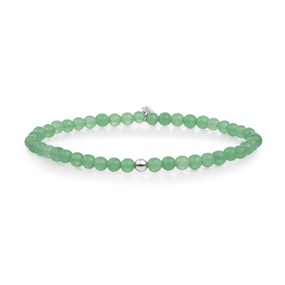 Sparkling Jewels Armband Groene aventurijn Saturn small SB-GEM29-ADD-4MM Zilverkleurig
