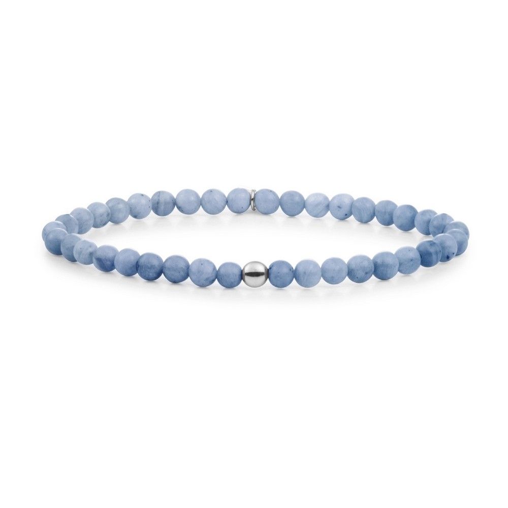 Sparkling Jewels Armband Blauwe aventurijn Saturn small 4mm SB-GEM37-ADD-4MM Zilverkleurig