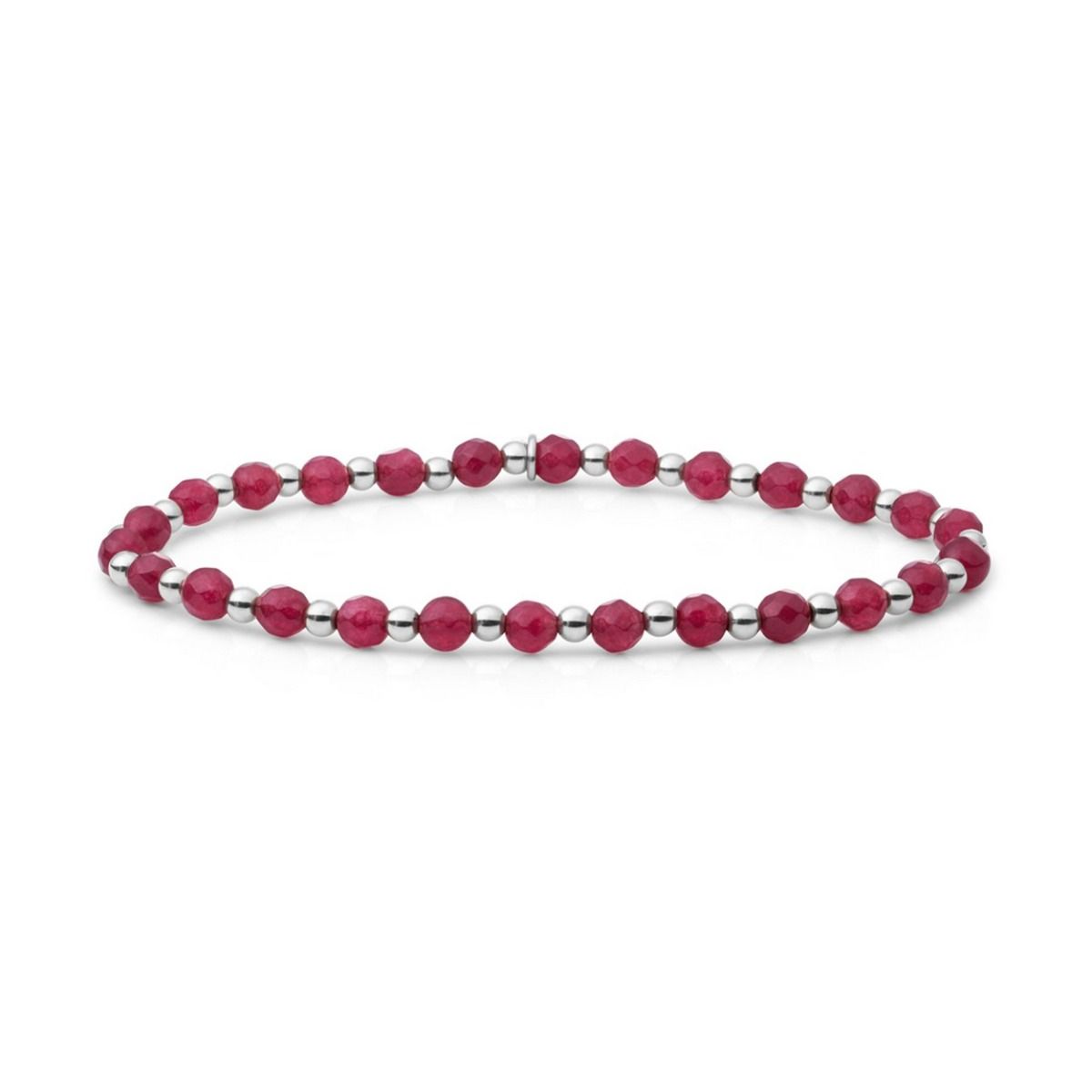 Sparkling Jewels Armband Jade SB-GEM49-3MM-MIX Zilverkleurig