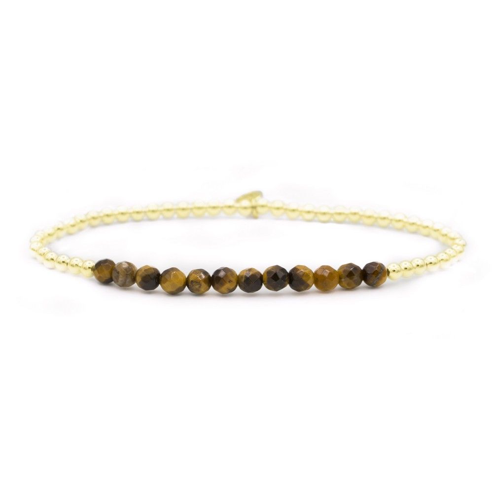 Sparkling Jewels Armband Tijgeroog SBG-GEM09-3MM-LINE Goudkleurig