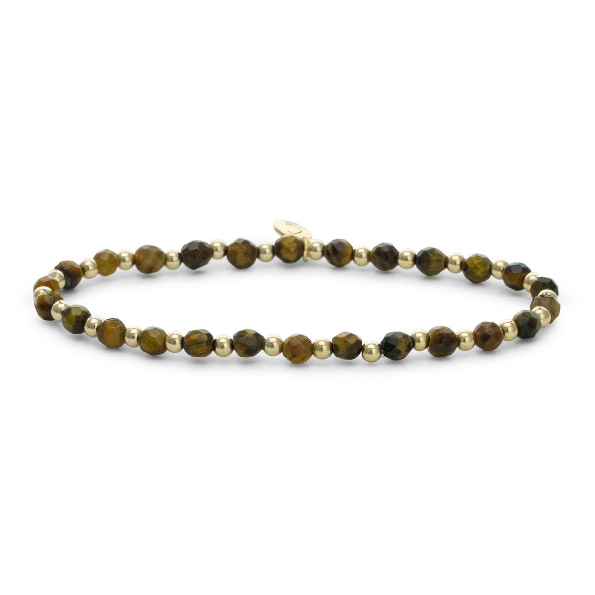 Sparkling Jewels Armband Tijgeroog SBG-GEM09-3MM-MIX Goudkleurig