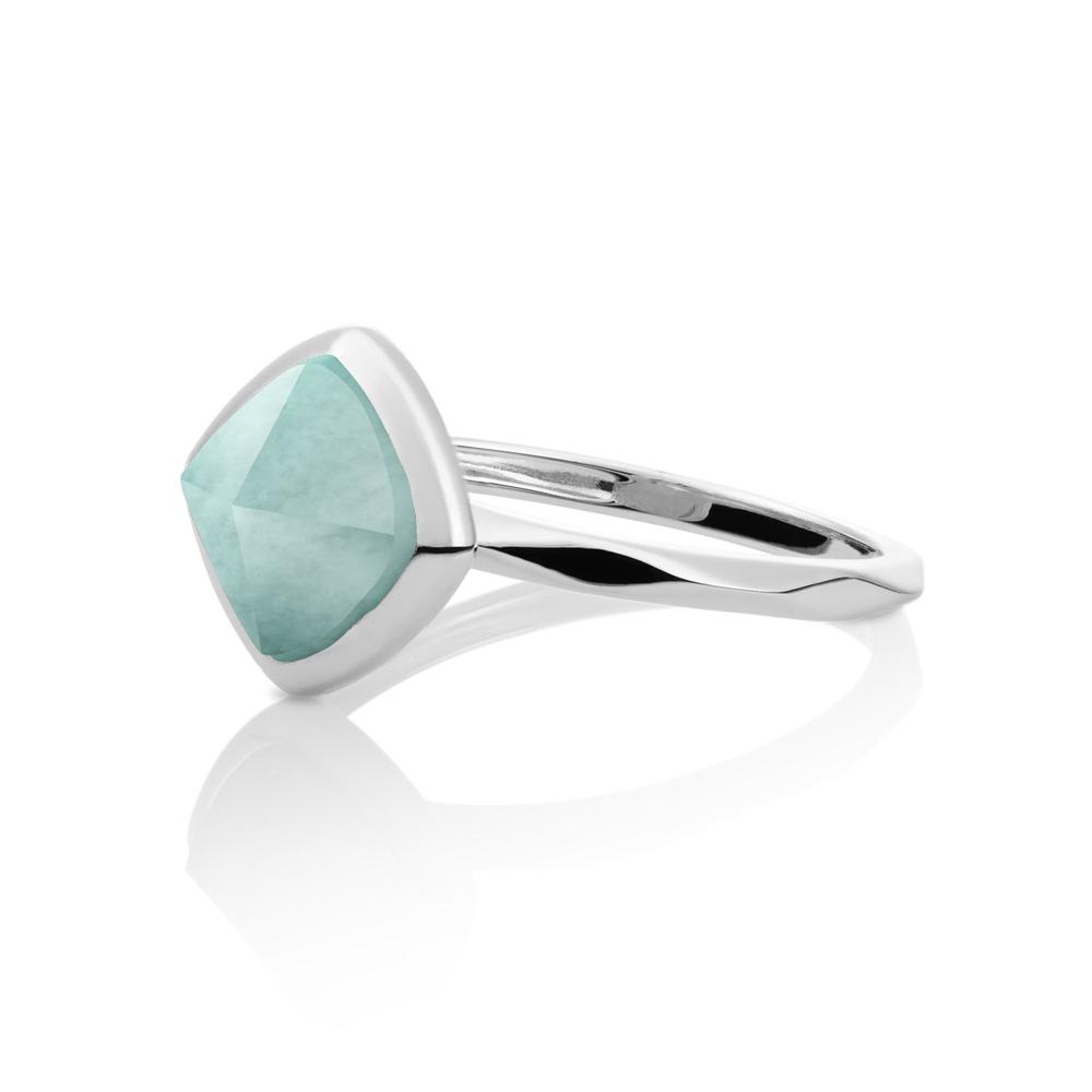 Sparkling Jewels Ring Amazoniet SRI01-G12 Zilverkleurig