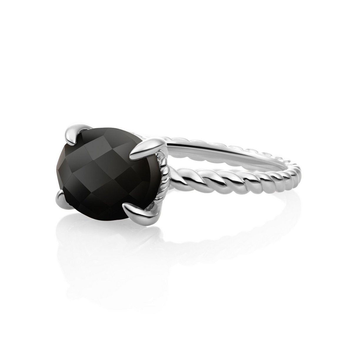 Sparkling Jewels Ring Onyx SRI03-G07 Zilverkleurig