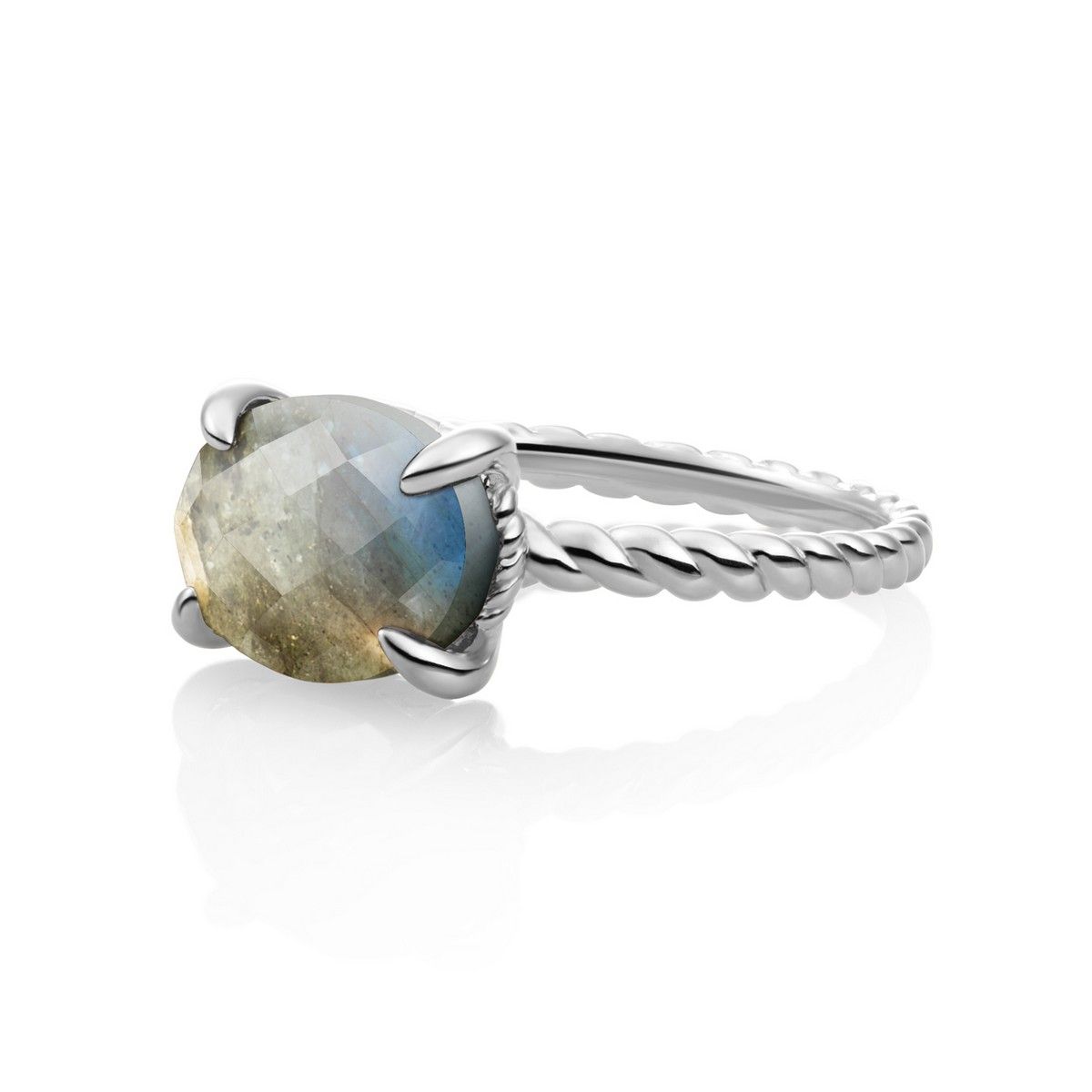 Sparkling Jewels Ring Labradoriet SRI03-G18 Zilverkleurig