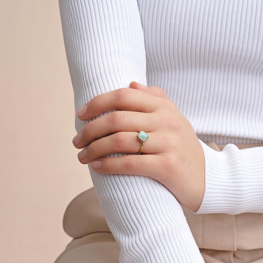 Sparkling Jewels Ring Amazoniet SRIG01-G12 Zilverkleurig