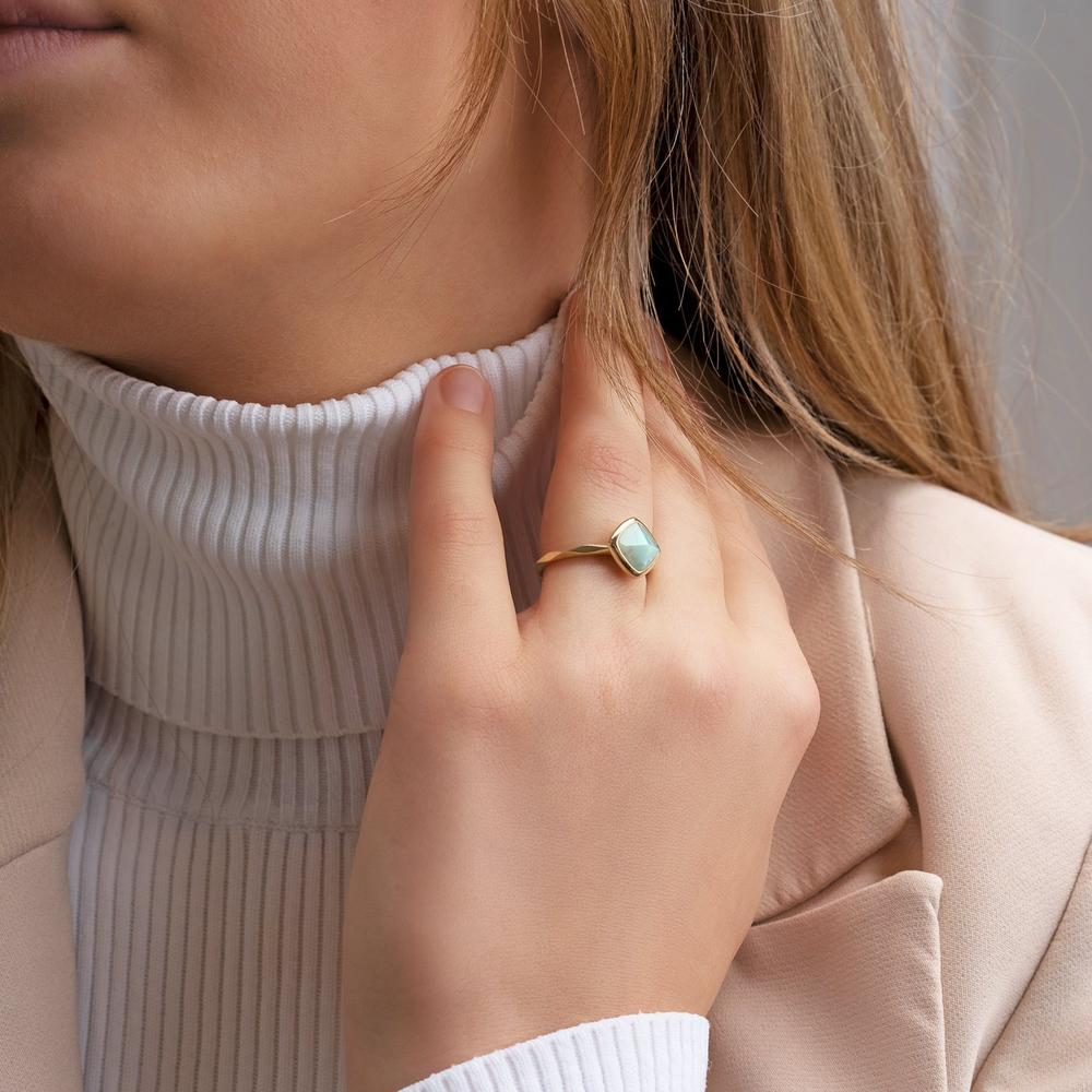 Sparkling Jewels Ring Amazoniet SRIG01-G12 Zilverkleurig