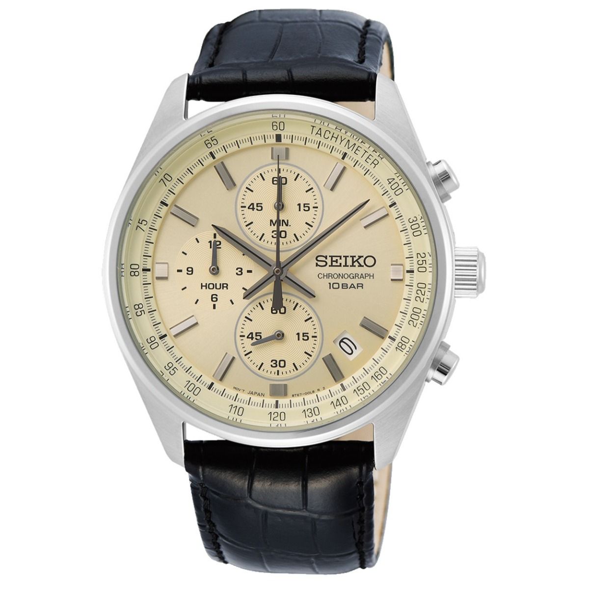 Seiko Herenhorloge 21 cm leer zwart - SSB383P1