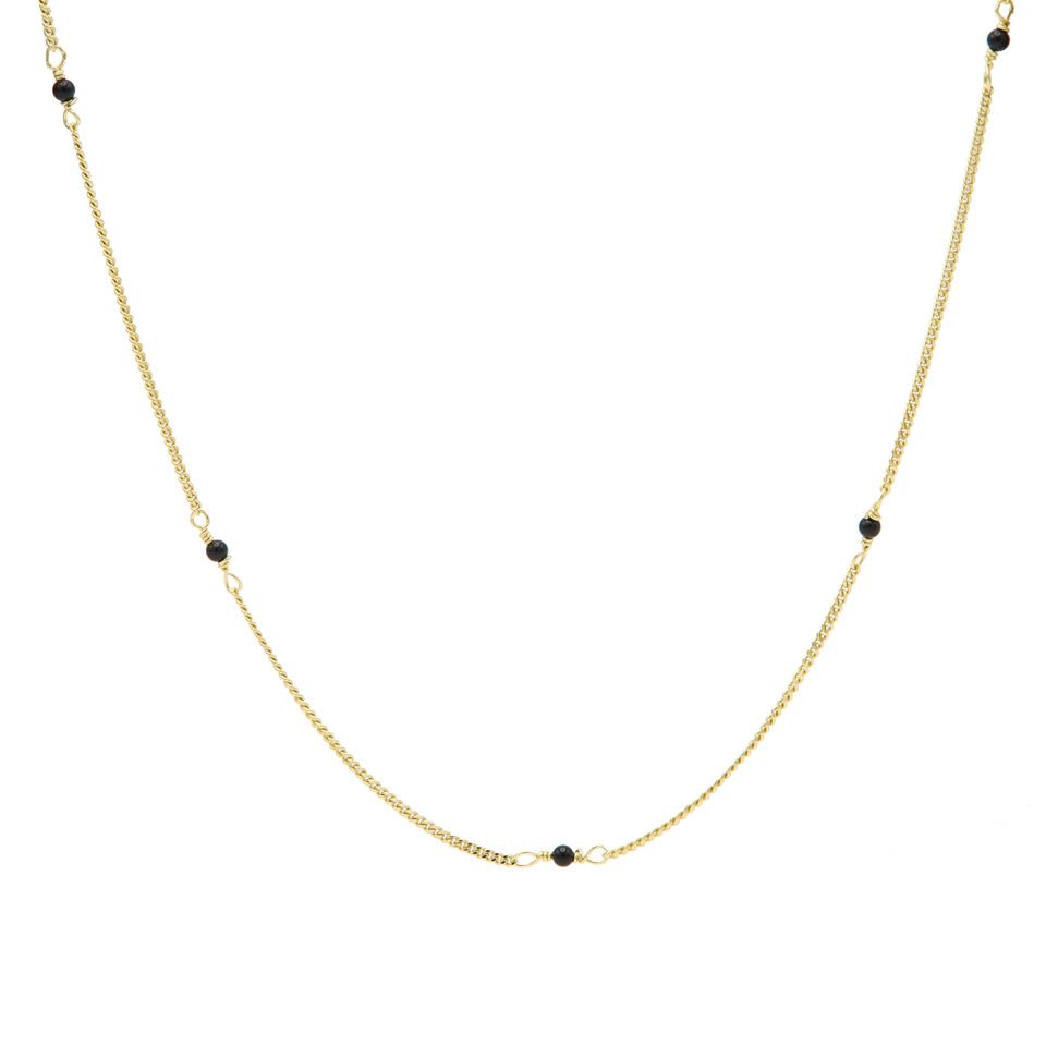Karma Tiny Onyx Goldplated Ketting T255GP Goud