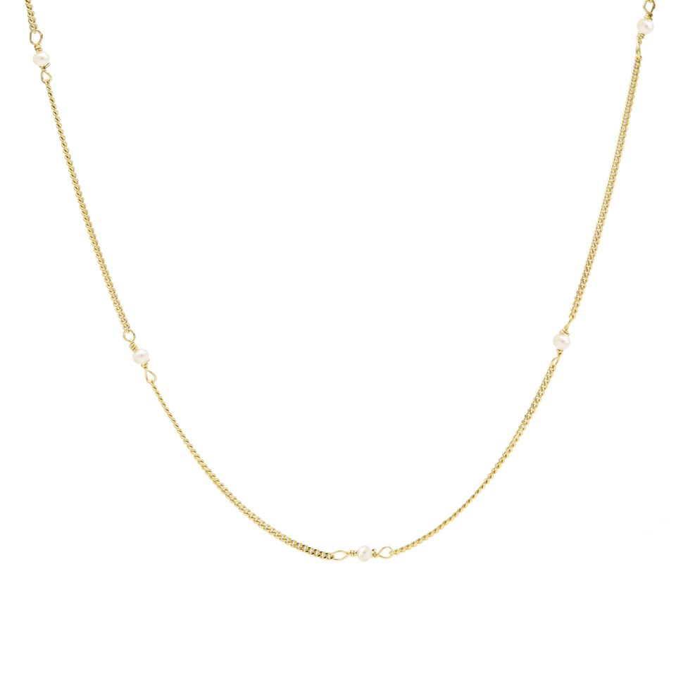 Karma Tiny Pearls Goldplated Ketting T257GP Goud