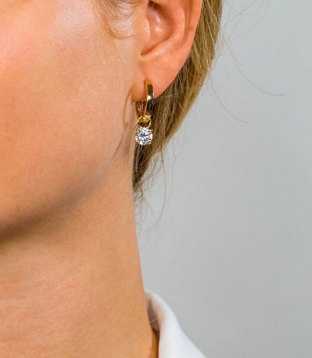 ZINZI 14K Gouden Oorbedels met Witte Zirkonia ZGCH143