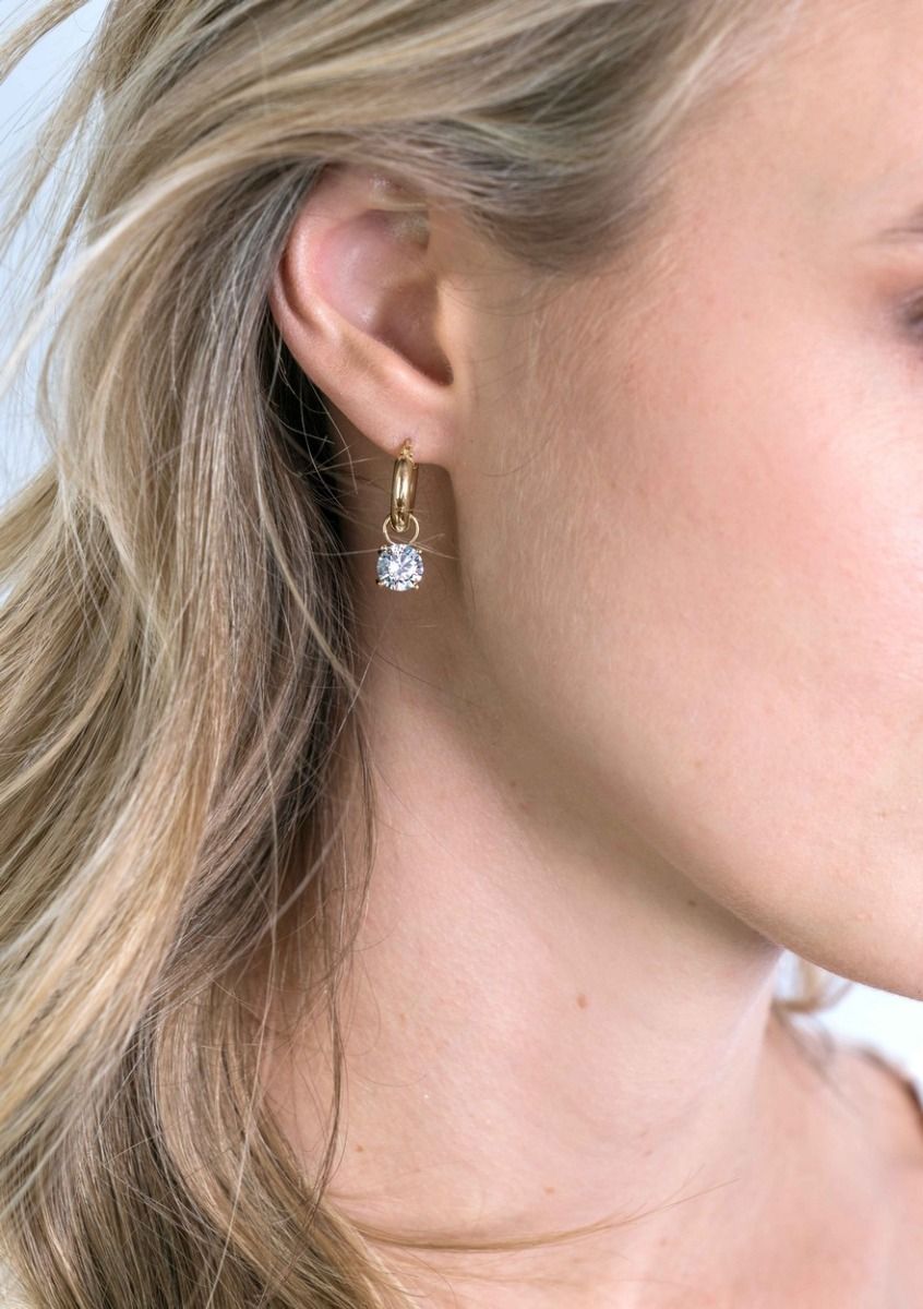 ZINZI 14K Gouden Oorbedels met Witte Zirkonia ZGCH143