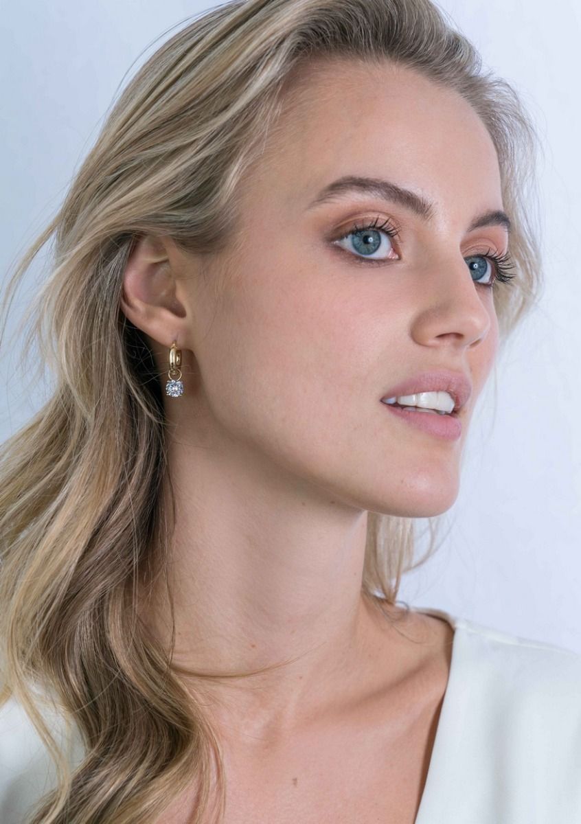 ZINZI 14K Gouden Oorbedels met Witte Zirkonia ZGCH143