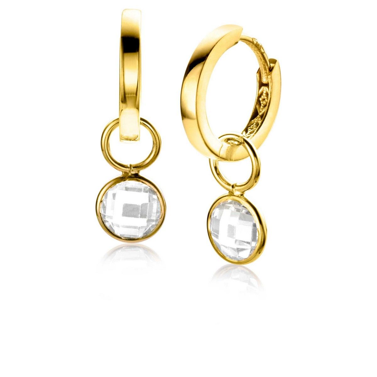 ZINZI 14K Gouden Oorbedels met Witte Zirkonia ZGCH391