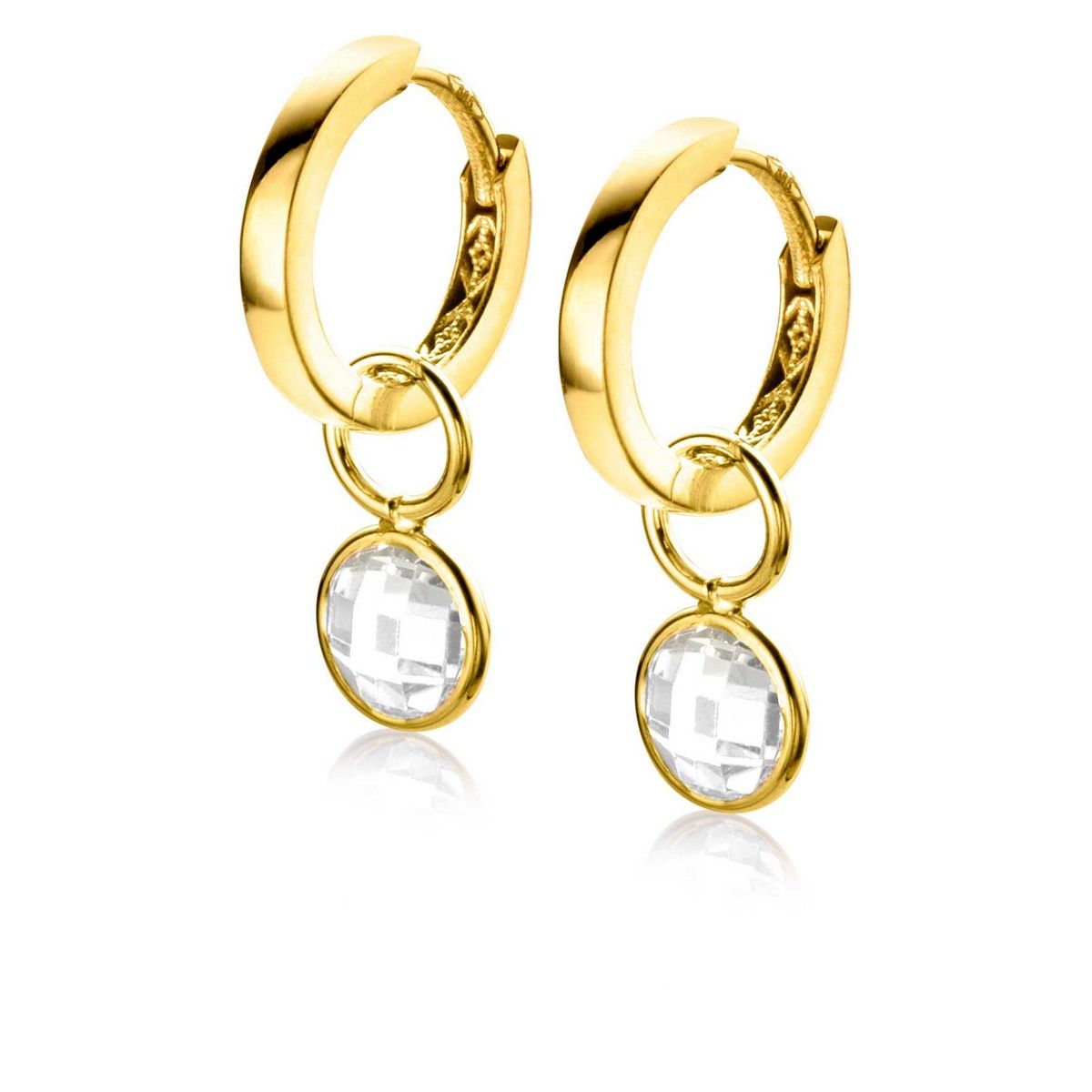 ZINZI 14K Gouden Oorbedels met Witte Zirkonia ZGCH391