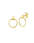 Zinzi Gold 14 krt gouden oorstekers 9 mm met trendy open ronde vormen en klein staafje op het oor ZGO404, exclusief en kwalitatief hoogwaardig. Ontdek nu!