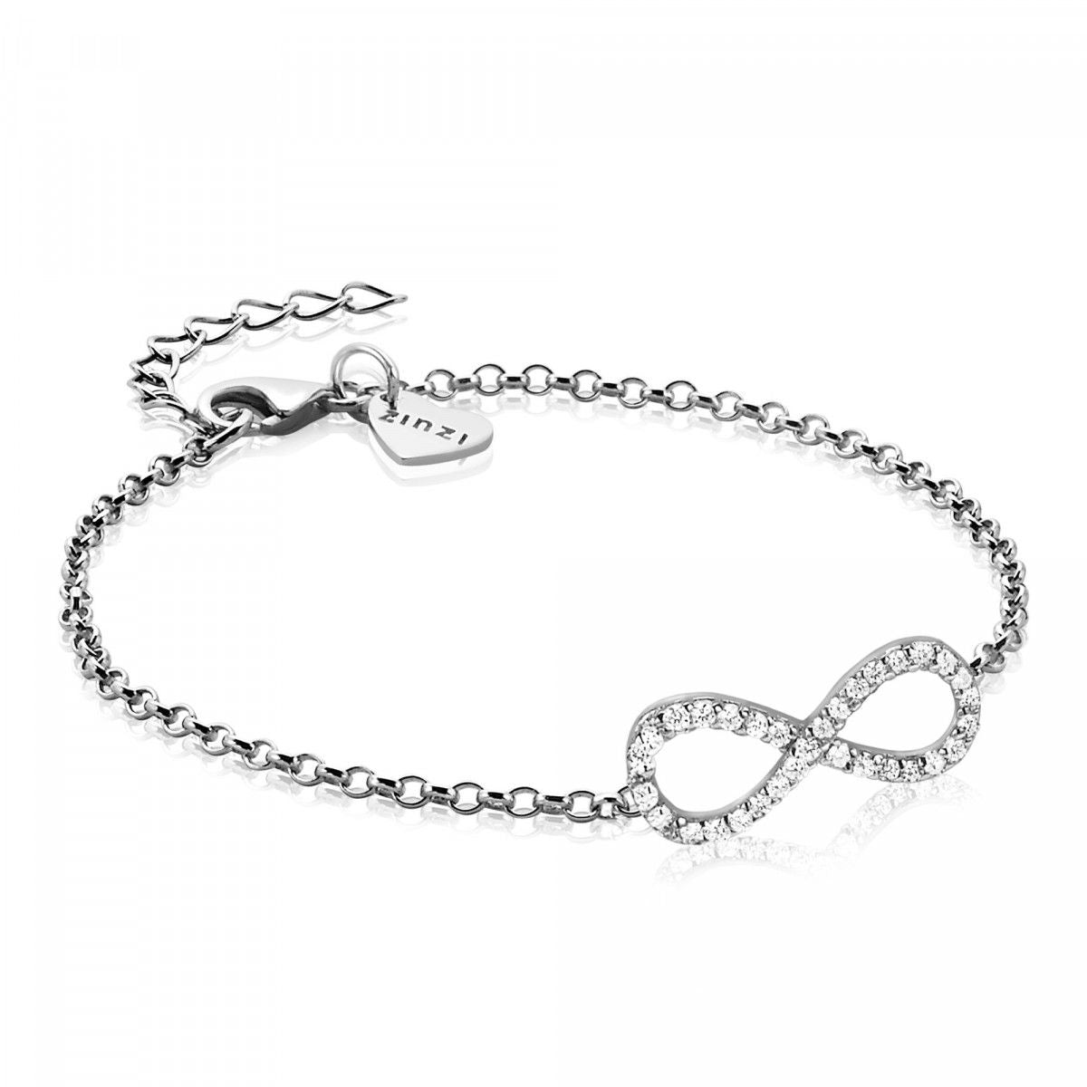 Zinzi zilveren Infinity armband wit 17-20cm ZIA1065, exclusief en kwalitatief hoogwaardig. Ontdek nu!