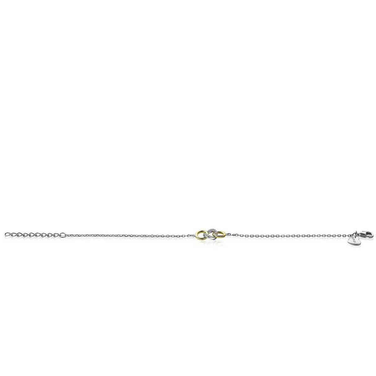 Zinzi zilveren armband geel verguld 3 open rondjes verbonden wit ZIA2045Y, exclusief en kwalitatief hoogwaardig. Ontdek nu!