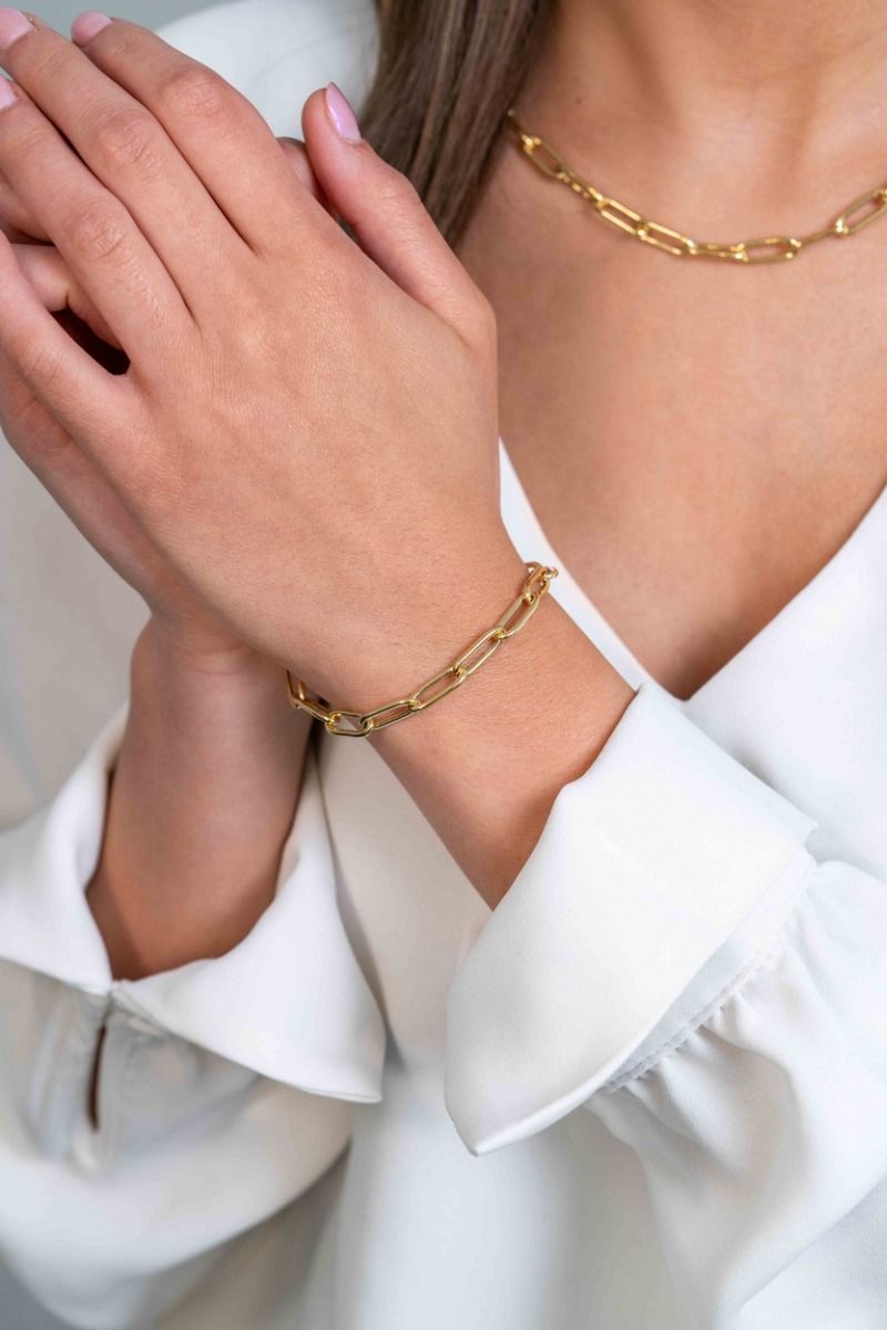 Zinzi gold plated zilveren armband met 5,5mm brede paperclip schakel 19cm ZIA2286G, exclusief en kwalitatief hoogwaardig. Ontdek nu!