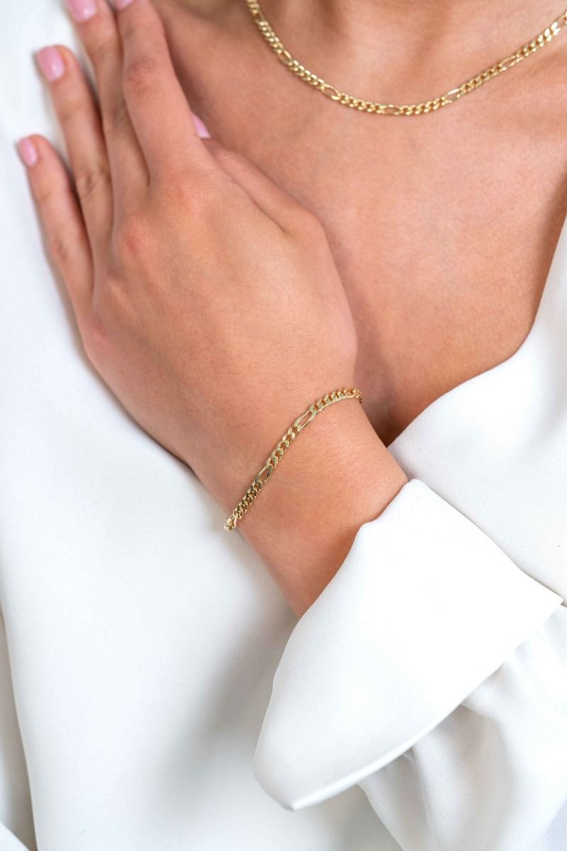 Zinzi gold plated zilveren figaro armband 3,5mm breed ZIA2291G, exclusief en kwalitatief hoogwaardig. Ontdek nu!