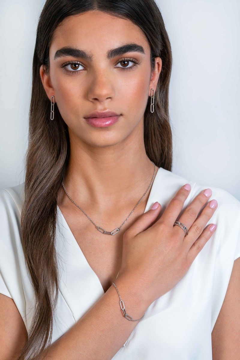 Zinzi zilveren armband met 3 paperclip schakels en witte zirconia's - 17-20 cm - ZIA2330, exclusief en kwalitatief hoogwaardig. Ontdek nu!