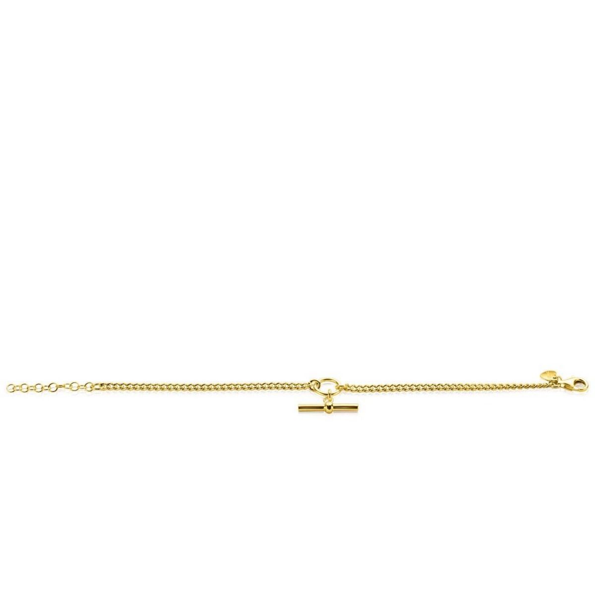 Zinzi gold plated zilveren gourmet armband met trendy kapittelstokje en open rondje 16,5-19,5cm ZIA2359, exclusief en kwalitatief hoogwaardig. Ontdek nu!