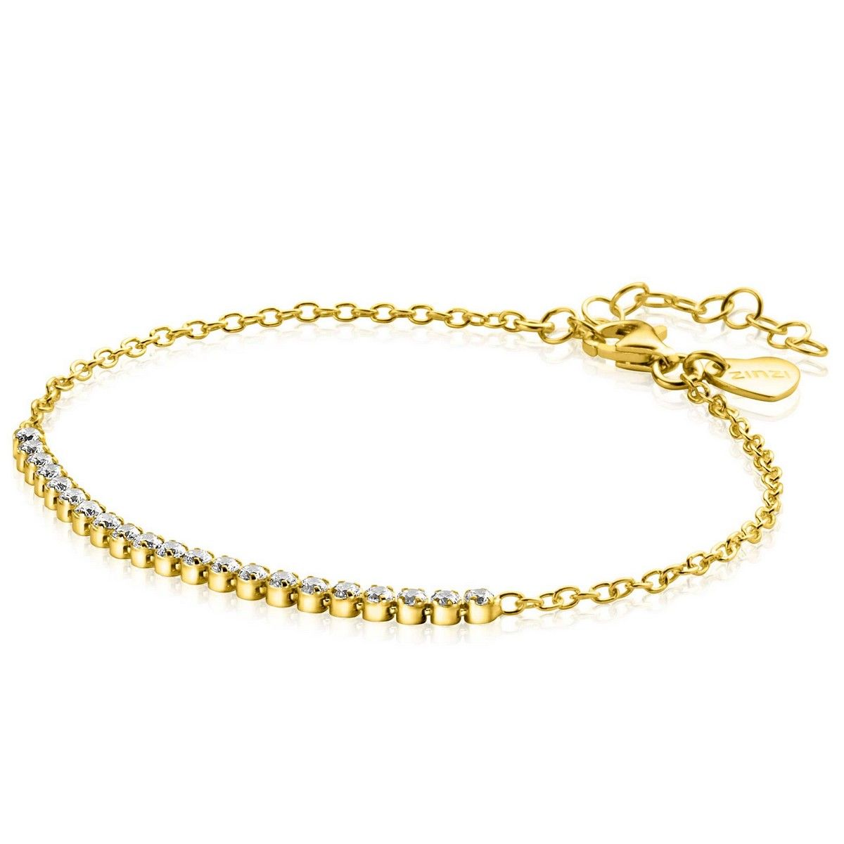 ZINZI Verguld Zilveren Armband met Witte Zirkonia - ZIA2370Y