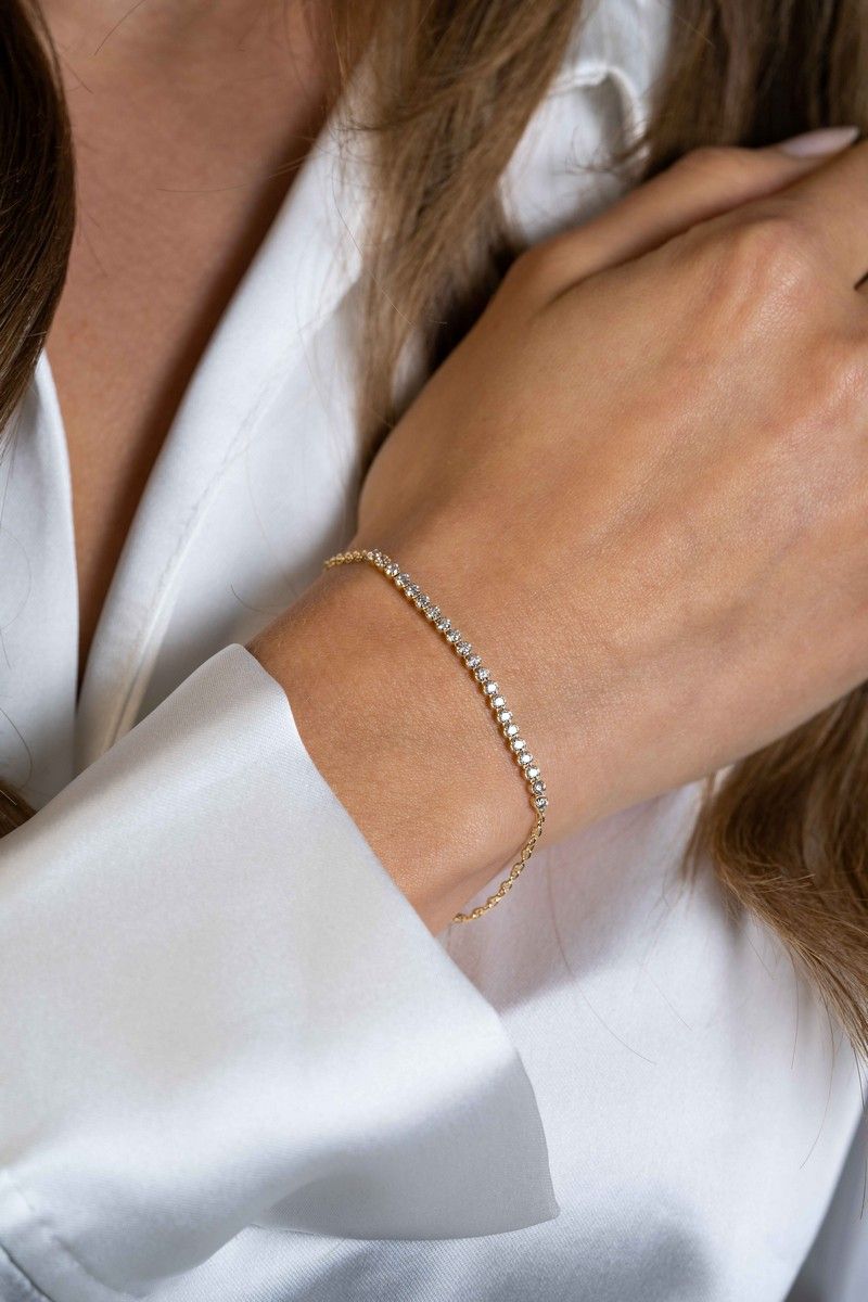 ZINZI Verguld Zilveren Armband met Witte Zirkonia - ZIA2370Y