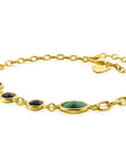 Zinzi gold plated zilveren armband met groene en zwarte kleurstenen ZIA2389, exclusief en kwalitatief hoogwaardig. Ontdek nu!