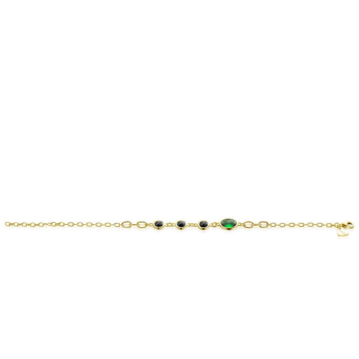 Zinzi gold plated zilveren armband met groene en zwarte kleurstenen ZIA2389, exclusief en kwalitatief hoogwaardig. Ontdek nu!