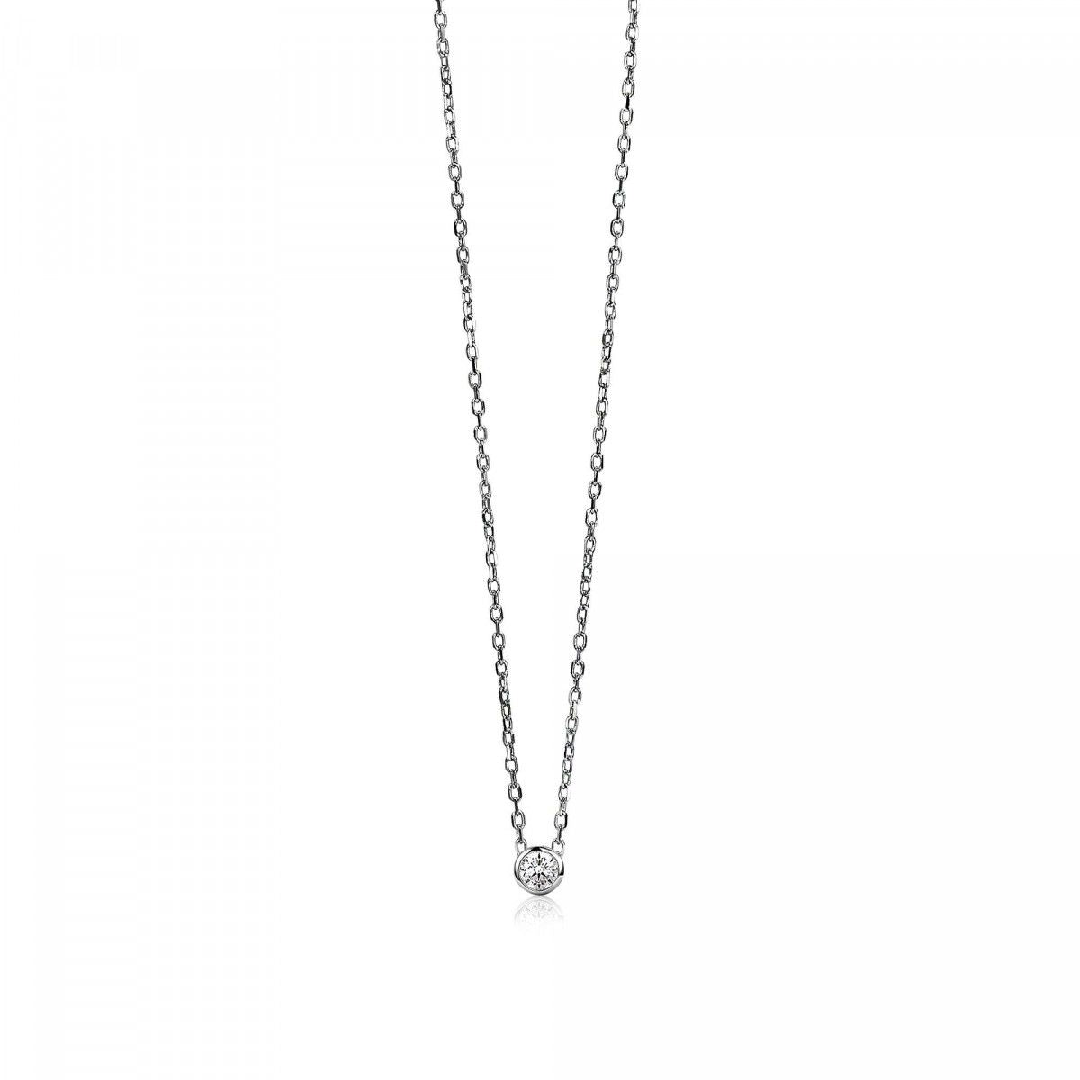 ZINZI Verguld Zilveren Ketting met Witte Zirkonia - ZIC1393