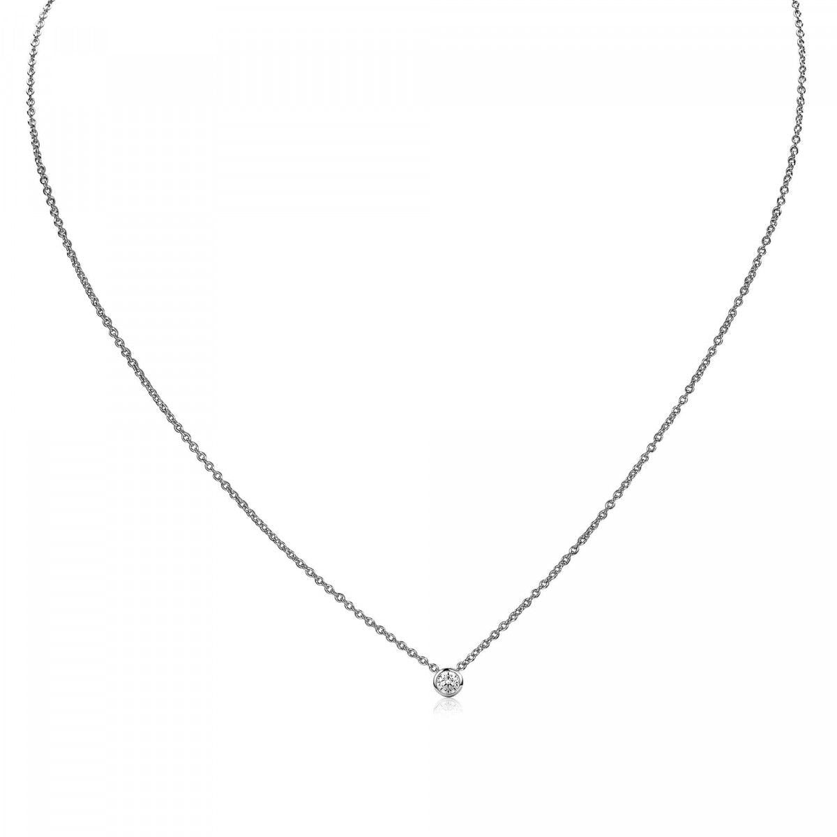 ZINZI Verguld Zilveren Ketting met Witte Zirkonia - ZIC1393
