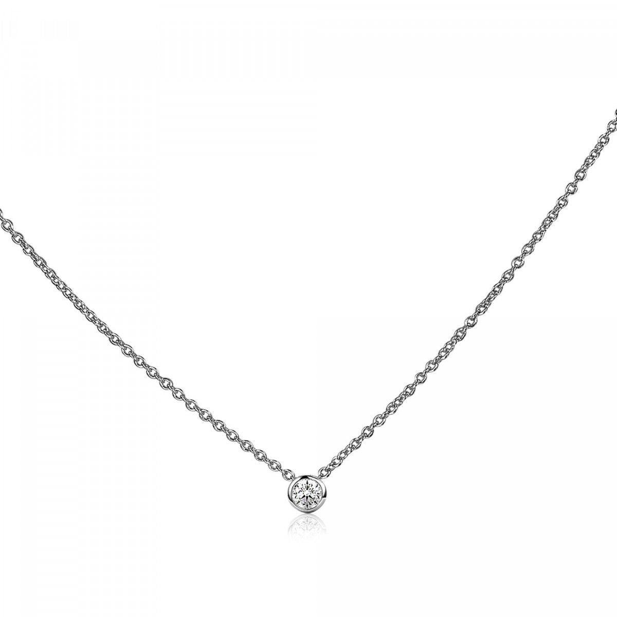 ZINZI Verguld Zilveren Ketting met Witte Zirkonia - ZIC1393