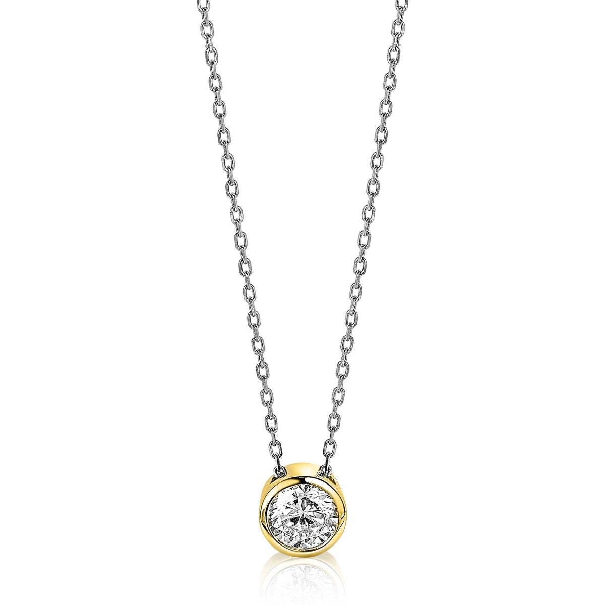 ZINZI Verguld Zilveren Ketting met Witte Zirkonia - ZIC1775G