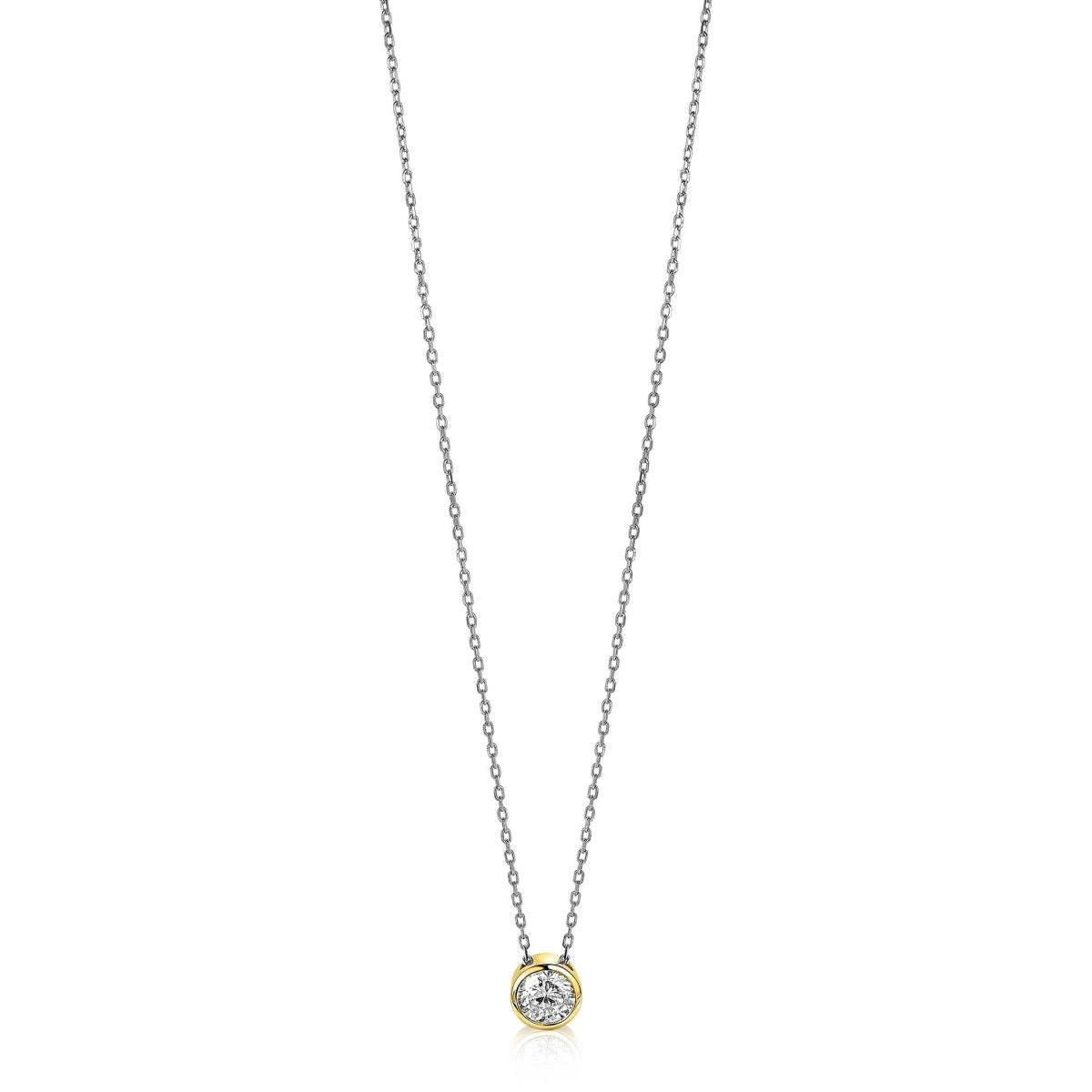 ZINZI Verguld Zilveren Ketting met Witte Zirkonia - ZIC1775G